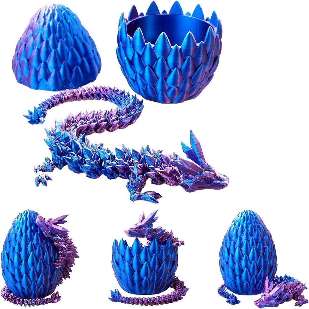 Egg and Figurine Set Handcrafted Collectible with Unique Color Shifting Scales
