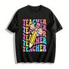 Gepunktetes Lehrer-Bleistift-Print Lässiges Oberteil Für Pädagogen Reines Baumwoll-T-Shirt