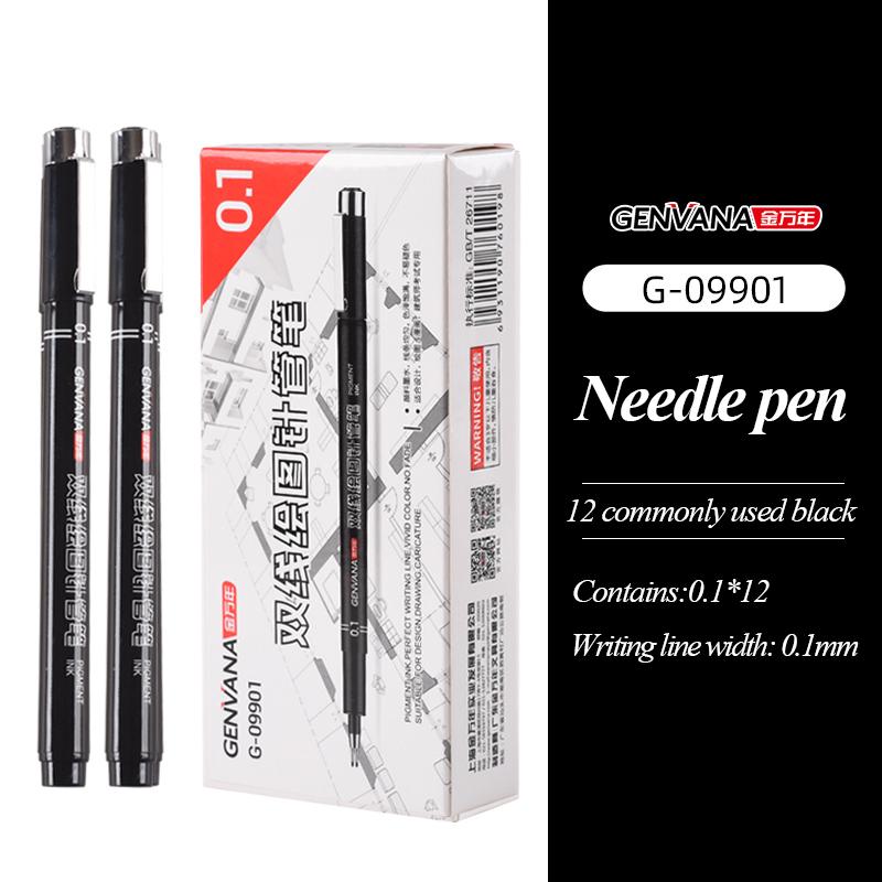 GENVANA 0.5/0.3/0.1 Mm Double Line Drawing Needle Pen Double-head Professional Drawing Art Marker Pen School Art Supplies