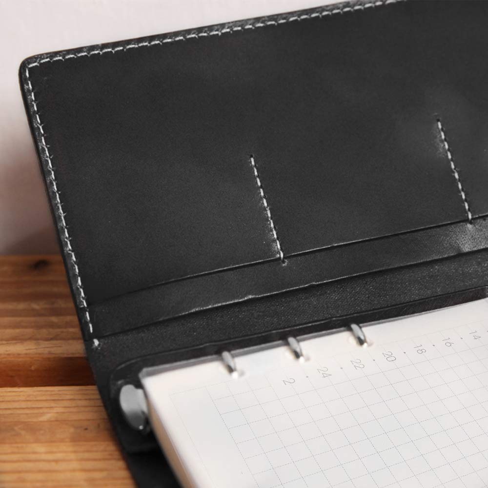 oToday Leather System A6 Business 17mm Ring Memo Refills Graduation Job Hunting Birthday Gift Planner, Size, Notebook, 6-Ring, Diameter, Pad,