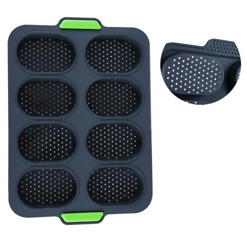 8 Grids DIY Silicone Hamburger Bread Mold Good Flexibility Practical French Heat Resistant Bread Mold Baking Pastry Kitchen Tool