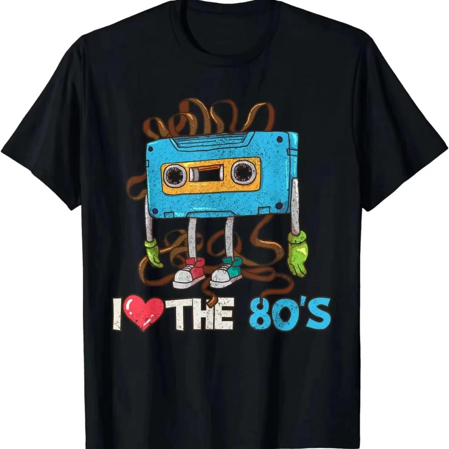 

Funny Birthday Gift 1980 80s Cassette Tape Eighties Vintage T-Shirt Unisex Style Shirts for Women Men Clothing Streetwear S чёрный