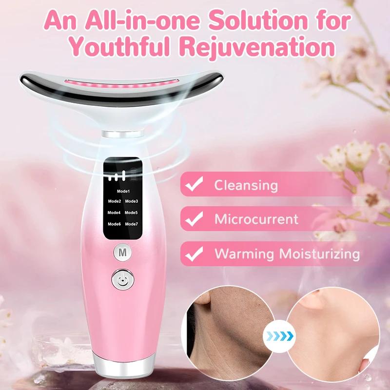Neck Face Lifter EMS Neck Face Lifting Massager Skin Tighten Device LED Photon Therapy Anti Wrinkle Double Chin Remover 7 Modes