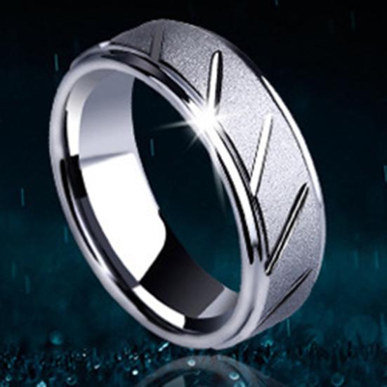 Men Matte Geometric Band Finger Ring Wedding Engagement Jewelry Gift