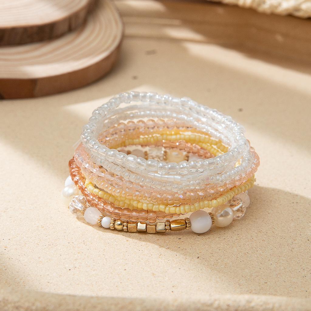 Boho Perlenarmband Instagram-inspiriert Nischenstil Farbblock-Stapelarmband-Set
