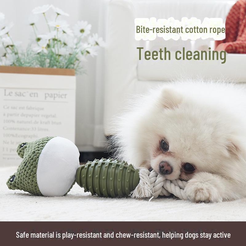 Beißfestes Plüsch- & TPR-Baumwollseil-Hundespielzeug zum Ziehen und interaktiven Spielen