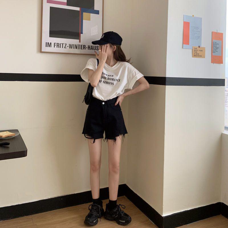 High Waist Ripped Denim Shorts - Women's Summer 2025 A-Line Hot Pants