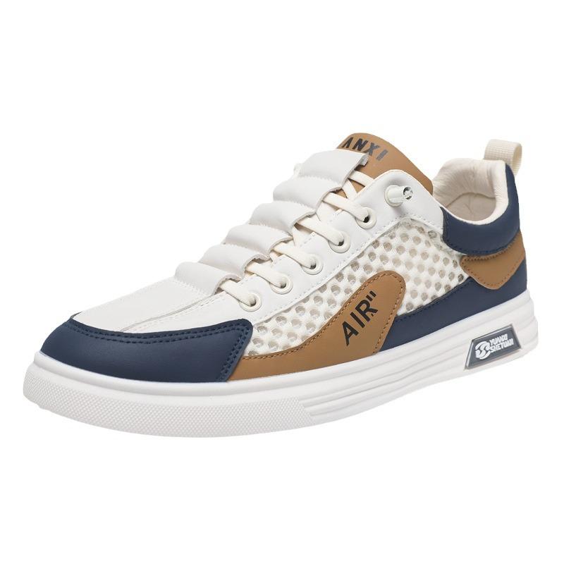 Men's shoes breathable mesh mesh hollow casual shoes one pedal men's little white board shoes sports mesh shoes color matching