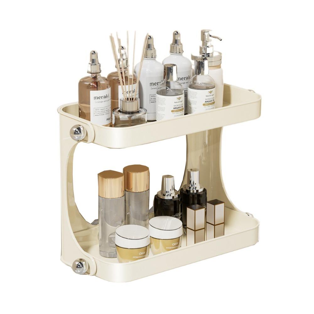 

Double-Layer Cosmetics Display Stand Side Hooks Shower Storage Holder Washbasin белый