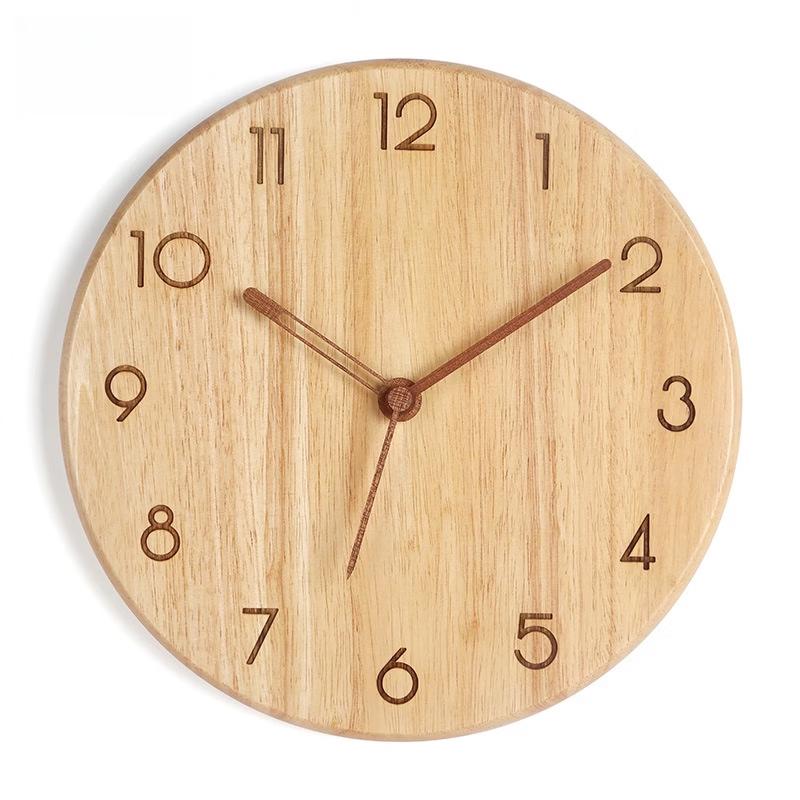 Handon 10-inch Nordic Solid Wood Wall Clock