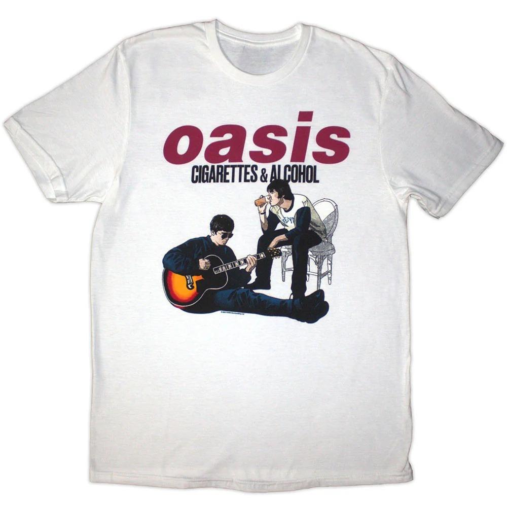 Oasis Cigarettes & Alcohol Illustration Mono T-shirt High-end Luxury Is for Both Men and Women Top Y2k 2026 Summer