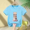 Fashion Funny Cat T Shirt Kids Letter Print Short Sleeve Round Neck  Boys Girls Casual Summer Breathable Tshirt