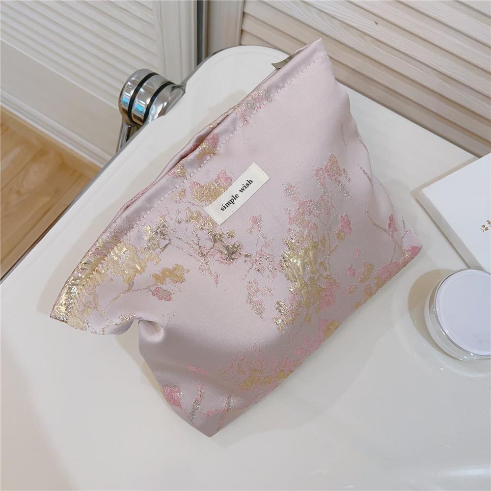 Flower Pattern Women Cosmetic Organizer Travel Bag Large Canvas Toiletries Teen Girls Makeup Storage Pouch