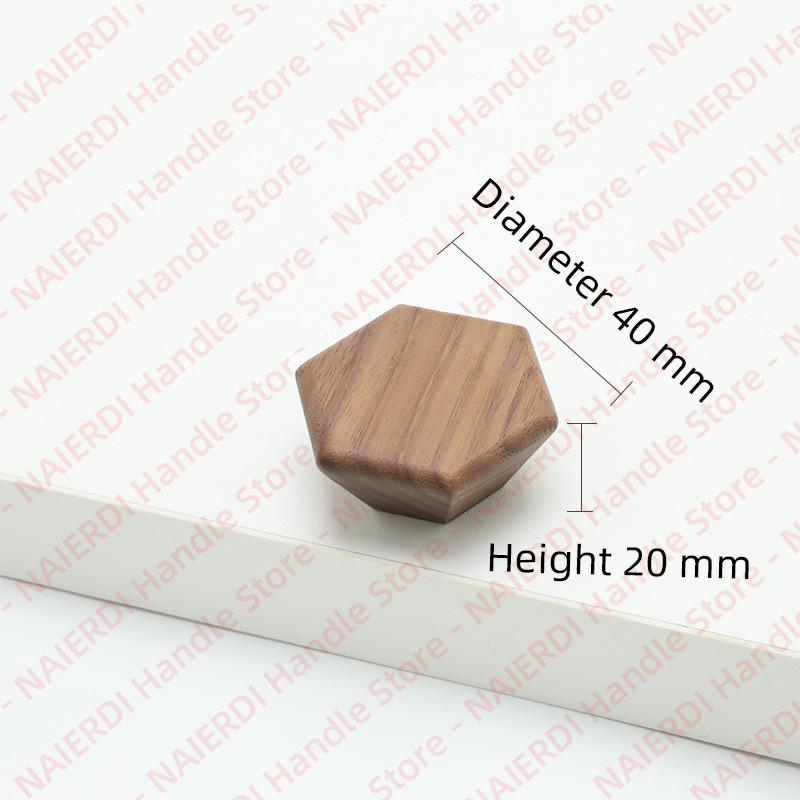 NAIERDI Solid Wood Cabinet Handles Modern Single Hole Wooden Pulls Octagon Round Knobs for Kitchen Cupboard Wardrobe Hardware
