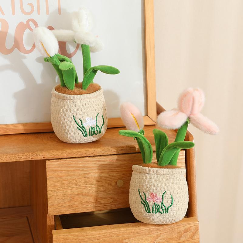 Flowers Green Plant Plush Toy Stuffed Potted Flower Dandelion Lily Iris Tulip Anthurium Orchid Strawberry Home Decor Gift