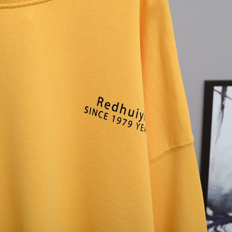 Dámská mikina bavlna volná nadměrná s dlouhým rukávem tričko pohodlný kulatý výstřih ležérní pulovr top mikina