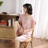 Summer Ice Silk Pajamas: Short Sleeve Lace V-Neck Top & Seven-Point Pants for a Cool, Stylish, and Comfortable Two-Piece Home Outfit
