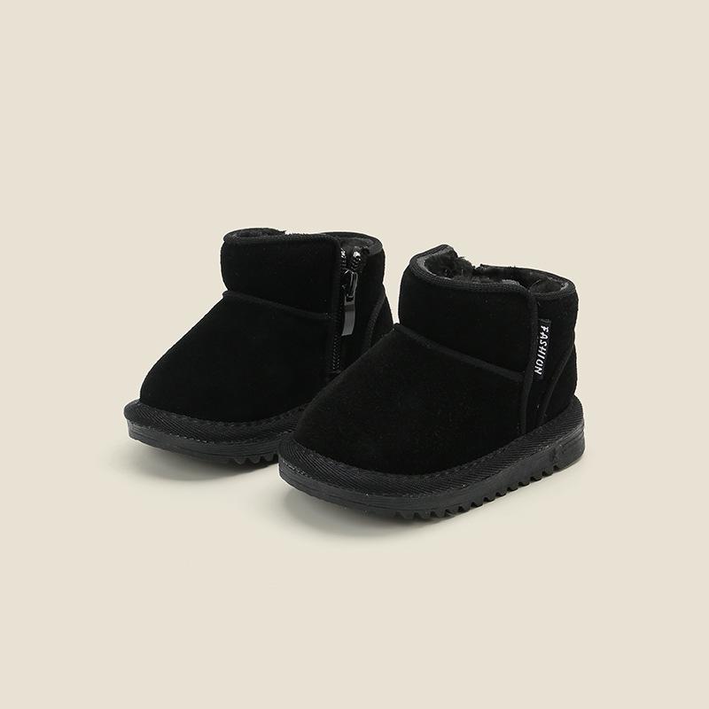 

New Winter Toddler Boots: Baby Girl & Boy Velvet-Lined Leather Cotton Shoes, Solid Color Snow Boots for Walking Factory Order Size 15-19 (120 pairs)