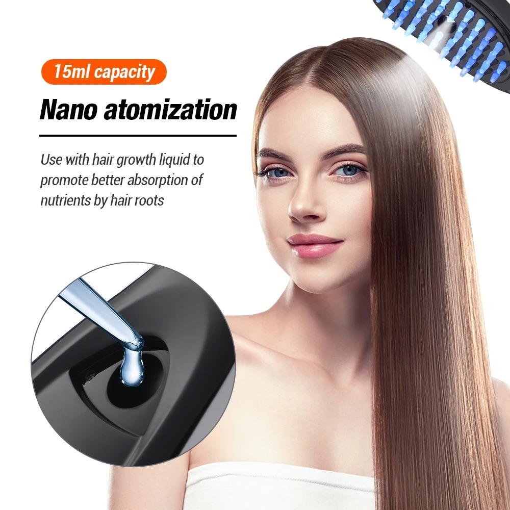 Spray Head Massage Comb Scalp Hair Growth Liquid Guide Comb Electric Vibration Massager Red & Blue Light Therapy Anti-Hair Loss