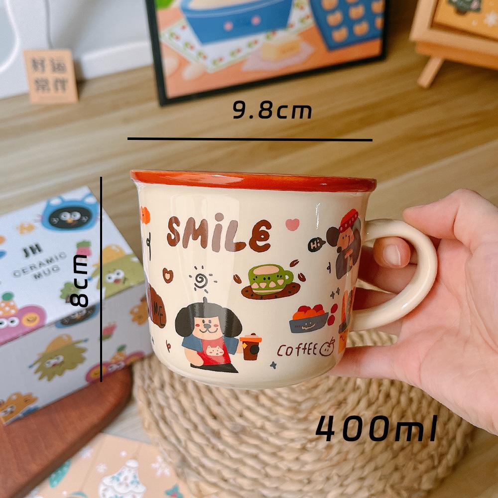Cartoon Four Seasons Autumn Ceramic Cup Mug Breakfast Cup Gift Ceramic Home Birthday Full Moon Souvenir