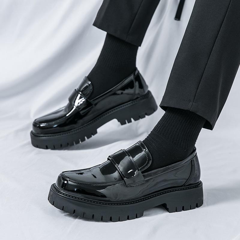 Luxury Designer New Mixed Color Thick-soled Platform Height Increasing Shoes For Men Wedding Dress Prom Loafers Homecoming