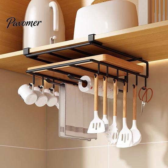 Under Cabinet Storage Iron Cutting Board Rack, Anti-slip Under Cupboard Hanging Kitchen Sink Accessory Organizer, Space Saving Drying Rack for