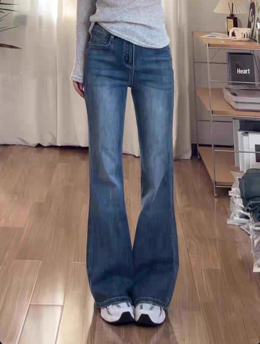 Women s Retro Blue High Waist Flared Plus Size Jeans 4XL