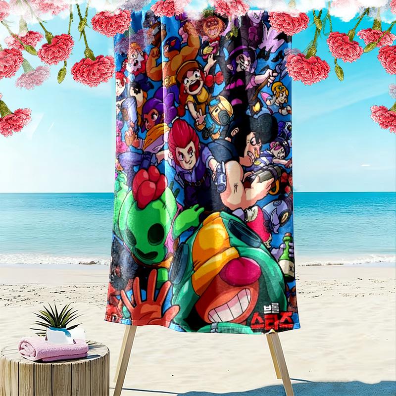 Brawl Stars 2D Flat Print Beach Towel, Large Soft Quick Dry Towel for Beach Camping SwimmingSSTJ0917059
