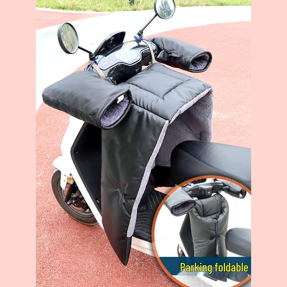 Electric Motorcycle Winter Windshield Cover - Extra Large, Fleece-Lined, Waterproof PU Leather