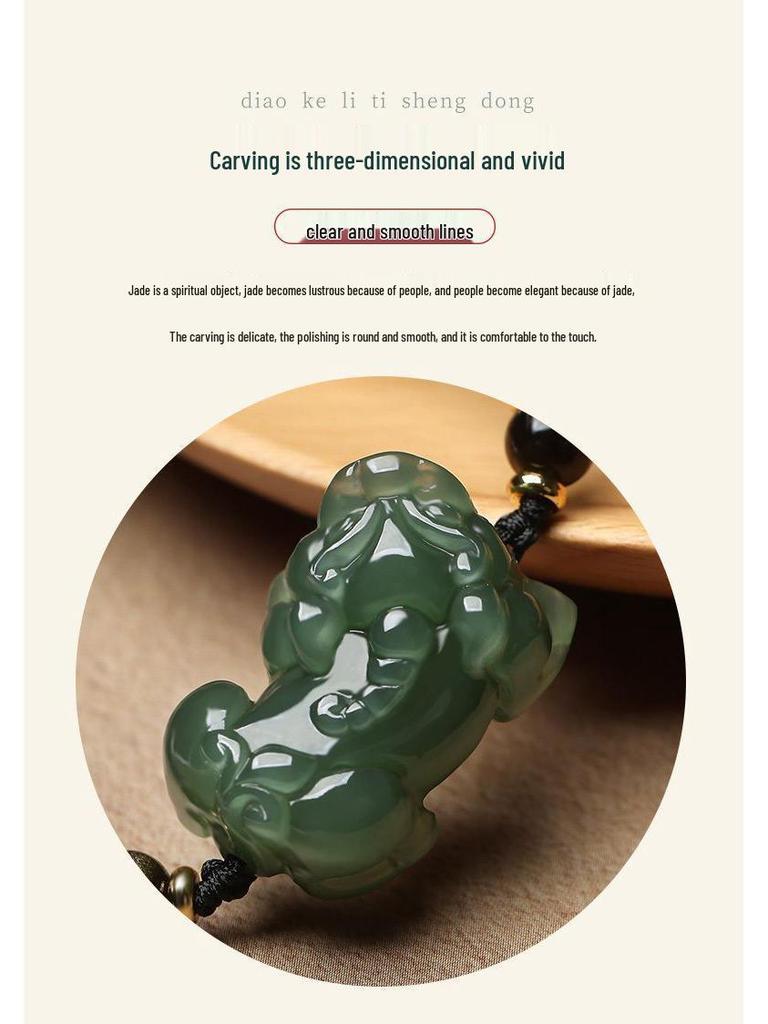 Hetian Jade Välgångsdragande Pixiu Berlockarmband för Par - Jade och Pärlbesatt Handrep Smycken för Kvinnor och Män.