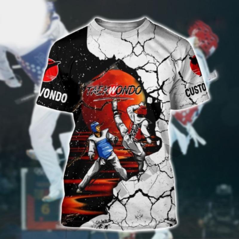 Sport Summer Men'S T-Shirt Wrestling Taekwondo Casual Sport O Collar Quick Dry Loose Short Sleeved Fashion Street Fitness Top