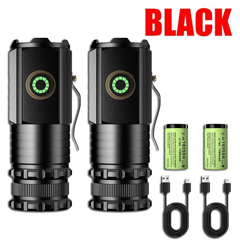 Powerful Mini LED Flashlight Super Bright 2000LM Aluminium Torch TYPE-C Rechargeable Outdoor Camping Hiking Lantern Tail Magnet