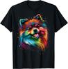 Cute Pomeranian Dog Face Colorful Art Puppy Face Black Gift Unisex T-Shirt