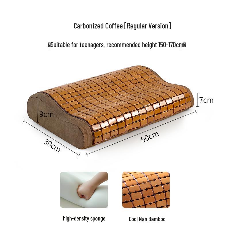 Free Shipping Summer Bamboo Cool Pillow - Neck Support for Men & Women, Hard Spine Protection, Single Person Sleep Mat