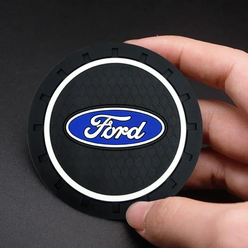 New 2026 Car Sticker Ford New 2025 Hot Car Coaster Water Cup Slot Non-Slip Mat Pad Silicone Holder Case Ford-Fiesta Focus Mondeo