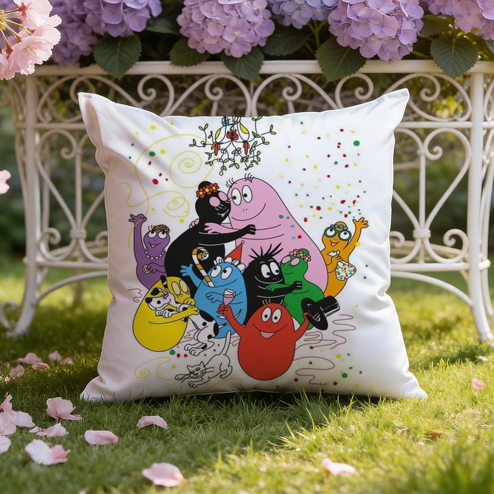 Cartoon Cute B-Barbapapas Cushion Cover Home & Car Dual-Scene Pillow Cover: Reversible for Premium Comfort