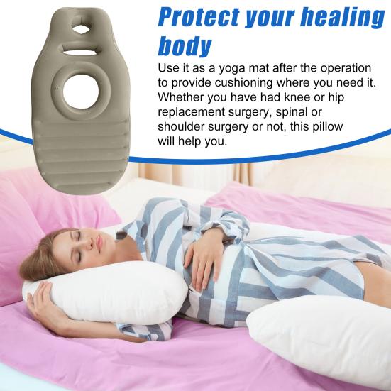 Oppblåsbar Gravid Yogamatte Ergonomisk PVC Sovestøttemadrass med Hull Lekkasjesikker Graviditetssmerter Lindring Full Kropp Luftmadrass Putepute