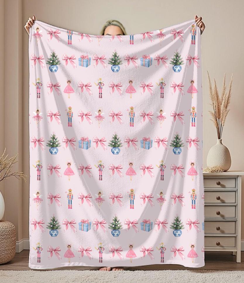 Nutcracker Christmas Blanket,Cute Christmas Blanket,Nutcracker Ballet Gift Gift for Ballet Lover, Coquette Nutcracker Blanket