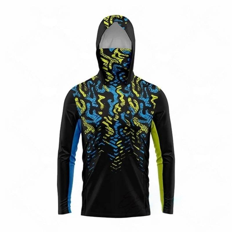 MALFC Fishing Apparel Men Hood Fishing Shirt Long Sleeve Fishing T Shirt Uv Protection