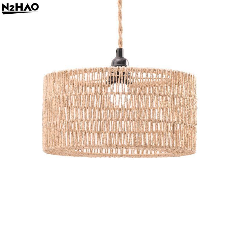 Paper Rope Lampshade Chandelier Shade Bulb Guard Woven Pendant Lampshade For Restaurant Teahouse Living Room