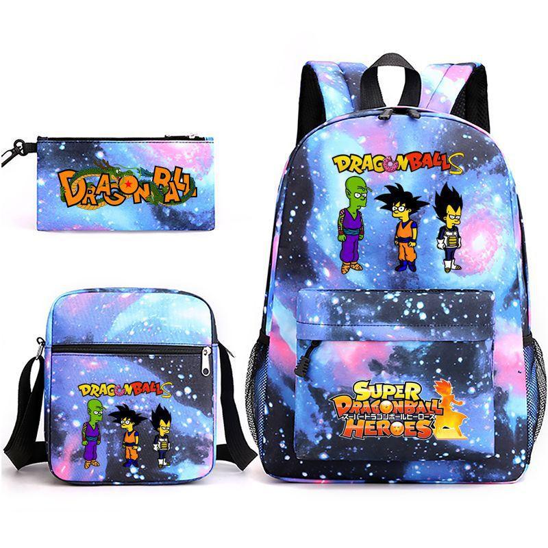 Dragon Ball Super Z Printed Backpack 3-Piece Set Casual Outdoor School Bag 3-Piece Set