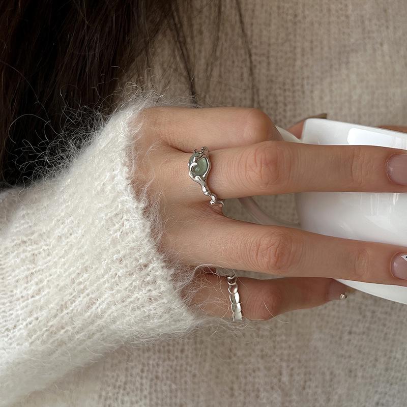 S925 Sterling Silver Bamboo-Inspired Jade Ring for Women - Fashionable and Versatile Design