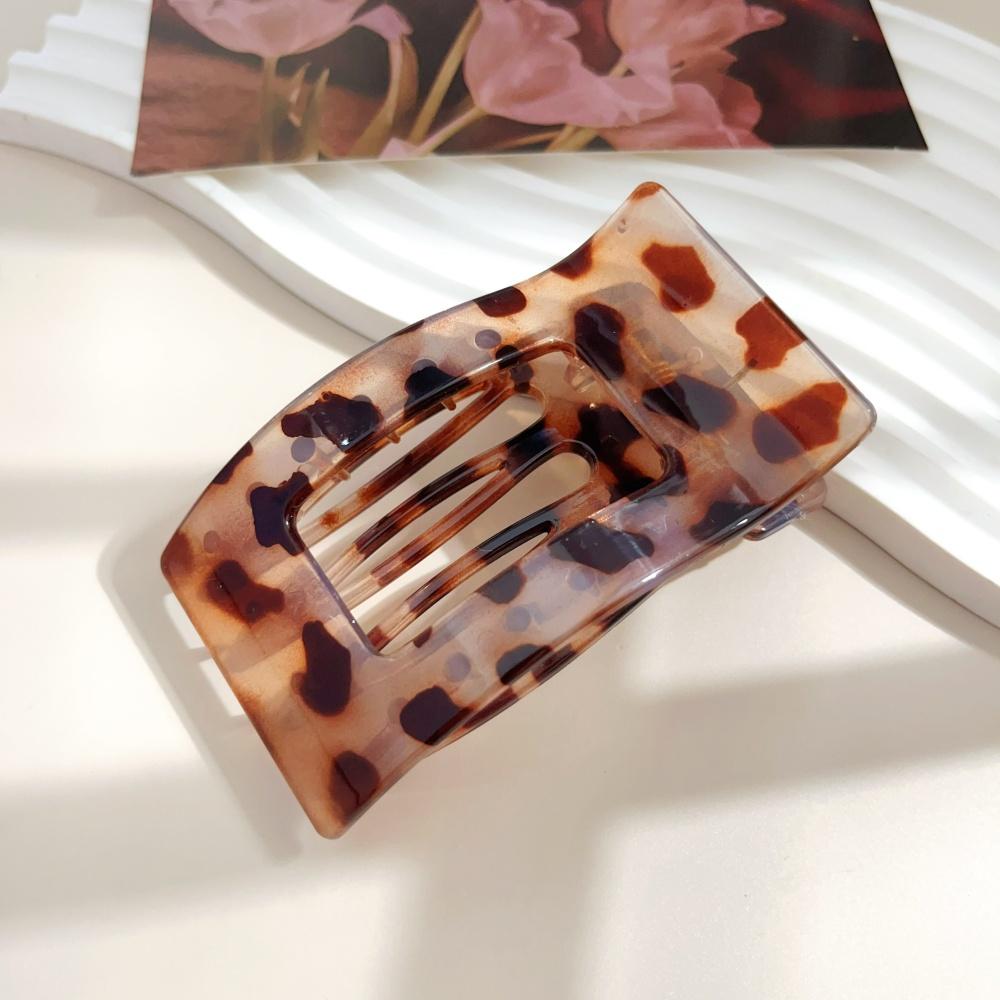 Large French Flat Hair Clips for Women Girls Matte Leopard Rectangle Duckbill Claw Grip Thick Thin Hair Styling Accessories New