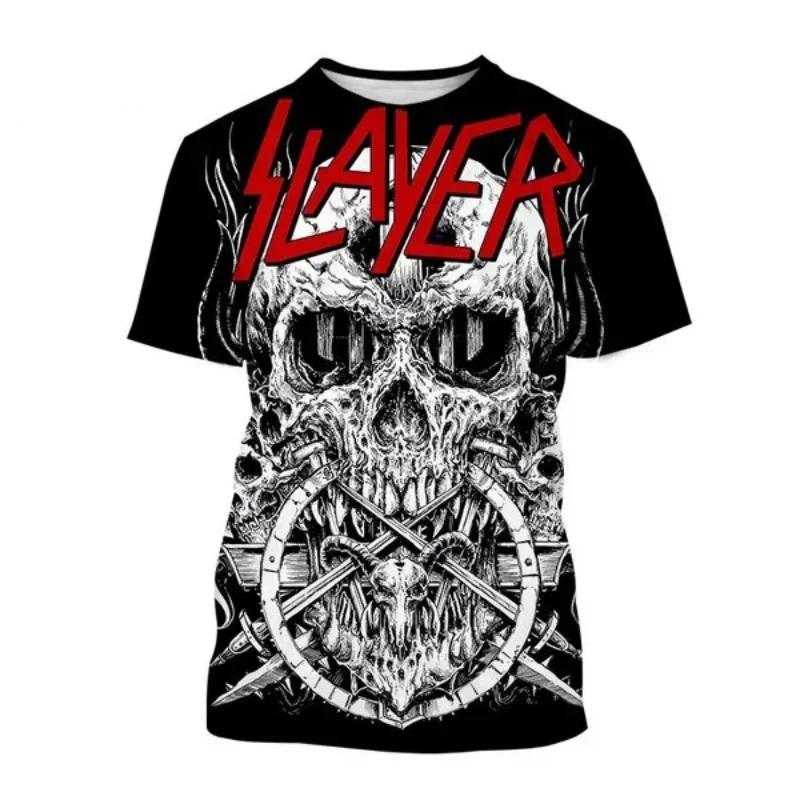 Summer T-Shirts Slayer Rock Band 3D Print Streetwear Men Women Casual Oversized Short Sleeve T Shirt Male Tees Tops Man Clothing