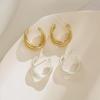 925 Sterling Silver Geometric Matte Gold C-Shaped Hoop Earrings - Simple, Sexy, Eye-Catching Design