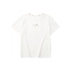 American Vintage Letter Print Loose Quick-Dry Breathable Crew Neck Pullover Short Sleeve T-Shirt Women Tops Cotton-Candy-White L224W030-0074
