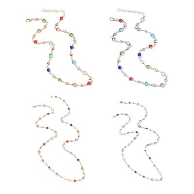 Collana di Vetro Colorato Donna Catena Clavicola in Metallo Gioielli da Festa Moda Gioielli per il Corpo Texture Metallica per Ogni Occasione