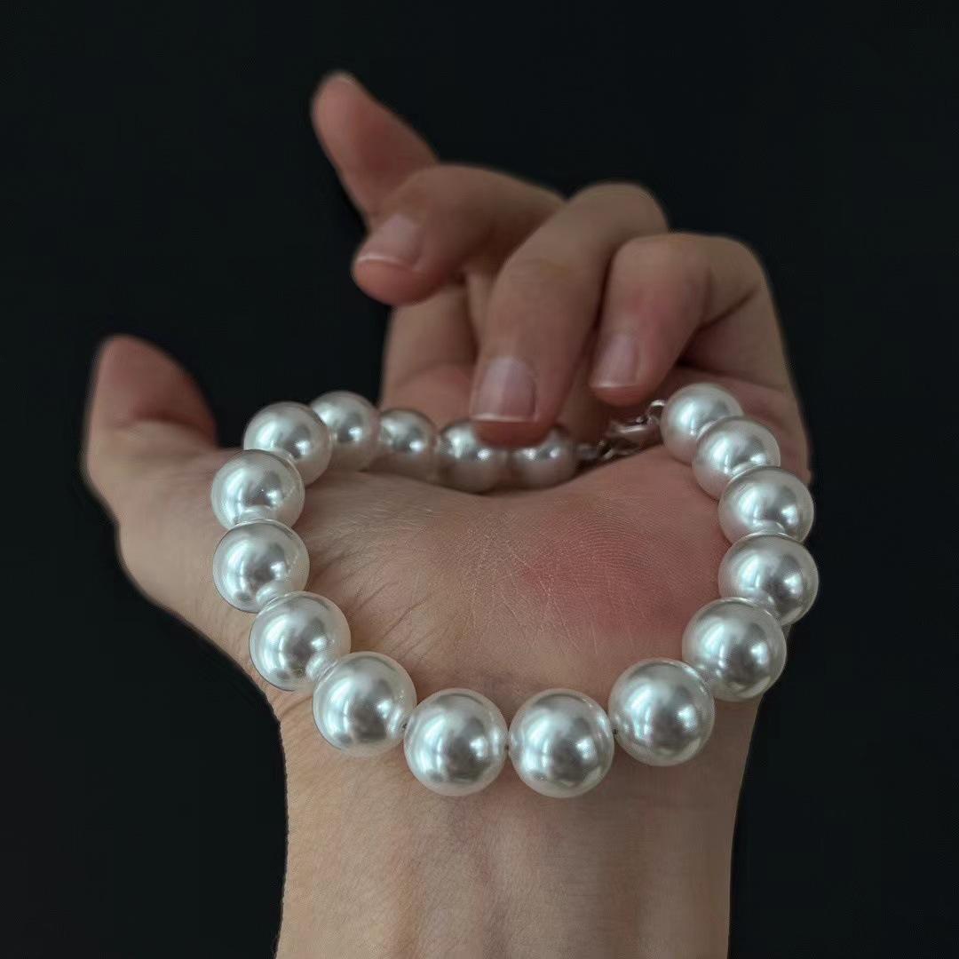 

925 Silver 10Mm French Imitation Shijia Cold White Pearl Bracelet High-End Retro Bracelet Light Luxury New Hand Jewelry