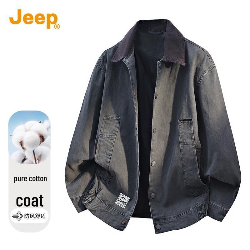 Jeep Men's Contrast Collar Cotton Casual Jacket