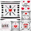 Home White Decorative Pillow Red Love Heart Valentine's Day Pillowcase Cushion